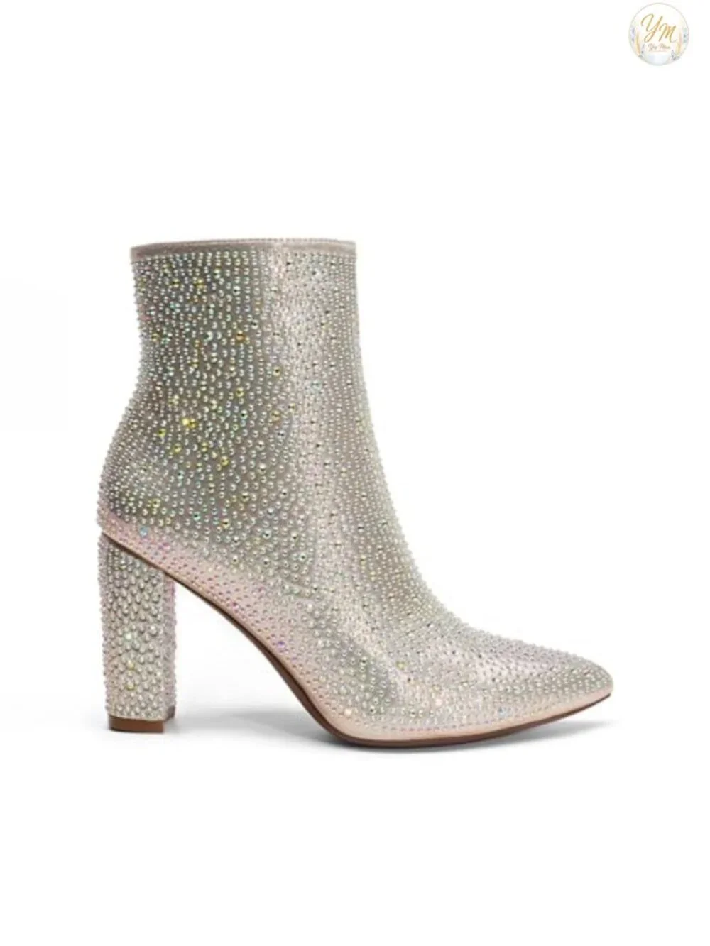 Glitter Rhinestone Chunky Heel Ankle Booties Women's Party Boots